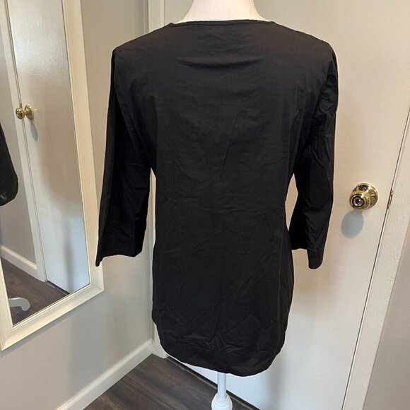 MICHAEL Michael Kors Black Beaded Cotton Tunic Top, Size Medium - Picture 8 of 12